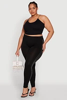 Womens Plus Size Rhinestone Studded Seamless Leggings, Black, Size 2X-3X