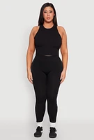 Womens Plus Size Chain Link Rhinestone Seamless Leggings, Black, Size 1X-2X