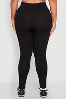 Womens Plus Size Chain Link Rhinestone Seamless Leggings, Black, Size 1X-2X