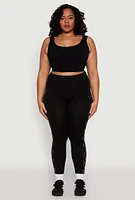 Womens Plus Size Triangle Rhinestone Seamless Leggings, Black, Size 2X-3X