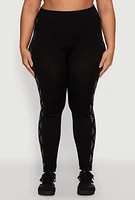 Womens Plus Size Triangle Rhinestone Seamless Leggings, Black, Size 2X-3X