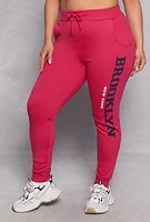 Womens Plus Size Brooklyn Graphic Drawstring Joggers, Pink, Size 2X