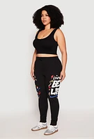 Womens Plus Size Living My Best Life Fleece Joggers, Black, Size 1X