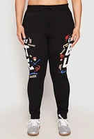Womens Plus Size Living My Best Life Fleece Joggers, Black, Size 3X
