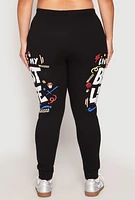 Womens Plus Size Living My Best Life Fleece Joggers, Black, Size 3X