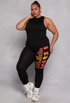 Womens Plus Size I Am Graphic Leggings, Black, Size 2X