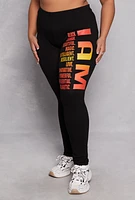 Womens Plus Size I Am Graphic Leggings, Black, Size 2X