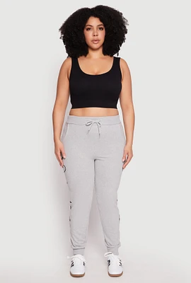 Womens Plus Size Blessed Cross Print Joggers, Grey, Size 2X