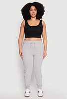 Womens Plus Size Blessed Cross Print Joggers, Grey, Size 2X