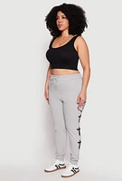 Womens Plus Size Blessed Cross Print Joggers, Grey, Size 2X