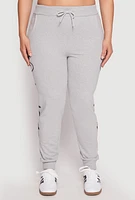 Womens Plus Size Blessed Cross Print Joggers, Grey, Size 2X