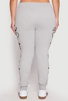 Womens Plus Size Blessed Cross Print Joggers, Grey, Size 3X