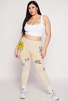 Womens Plus Size Nope Not Today Graphic Leggings, Khaki, Size 1X