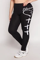 Womens Plus Size Blessed Cross Print Leggings, Black, Size 1X