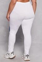 Womens Plus Size Good Vibes Bear Graphic Leggings, White, Size 2X