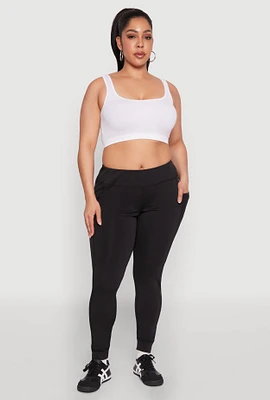 Womens Plus High Waisted Cell Phone Pocket Leggings, 1X
