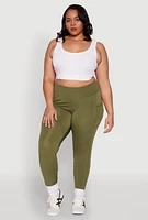 Womens Plus Size High Waisted Cell Phone Pocket Leggings, Green, Size 2X