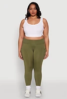 Womens Plus Size High Waisted Cell Phone Pocket Leggings, Green, Size 2X