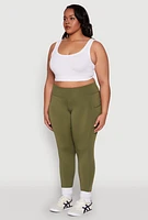 Womens Plus High Waisted Cell Phone Pocket Leggings, Green,
