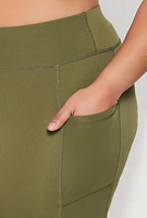 Womens Plus Size High Waisted Cell Phone Pocket Leggings, Green, Size 2X
