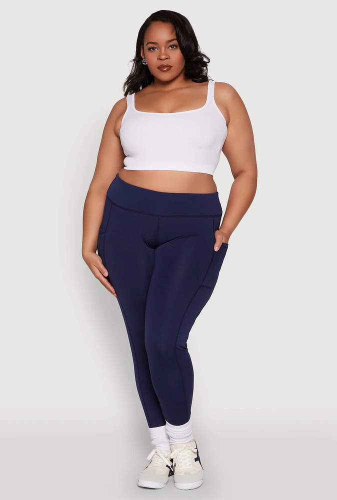 Womens Plus High Waisted Cell Phone Pocket Leggings, 3X