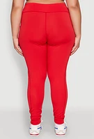 Womens Plus High Waisted Cell Phone Pocket Leggings, Red,