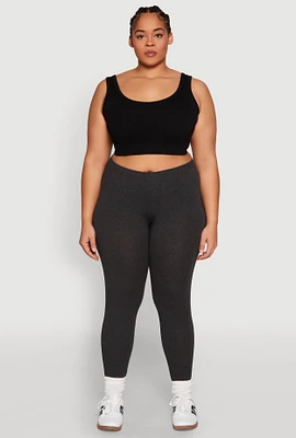 Womens Plus High Waisted Leggings, Grey,