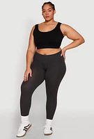 Womens Plus High Waisted Leggings, Grey,