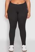 Womens Plus High Waisted Leggings, Grey,