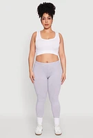 Womens Plus High Waisted Leggings, Grey,