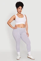 Womens Plus High Waisted Leggings, Grey,