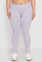 Womens Plus High Waisted Leggings, Grey,