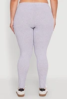 Womens Plus High Waisted Leggings, Grey,