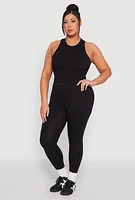 Womens Plus Size Side Pocket High Waisted Leggings, Black, Size 1X