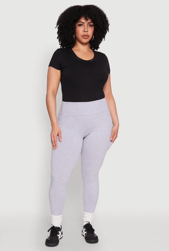 Womens Plus Side Pocket High Waisted Leggings,