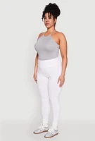 Womens Plus Size Side Pocket High Waisted Leggings, White, Size 2X