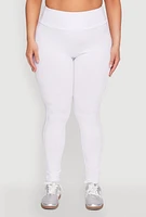 Womens Plus Size Side Pocket High Waisted Leggings, White, Size 2X