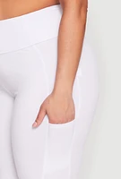 Womens Plus Size Side Pocket High Waisted Leggings, White, Size 2X