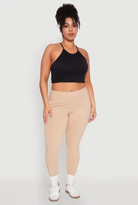 Womens Plus Side Pocket High Waisted Leggings,