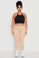 Womens Plus Side Pocket High Waisted Leggings,