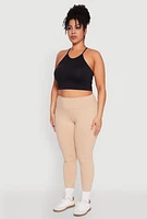 Womens Plus Side Pocket High Waisted Leggings,