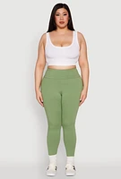 Womens Plus Side Pocket High Waisted Leggings,