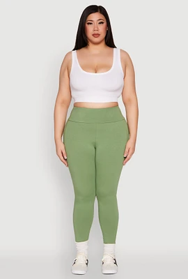 Womens Plus Side Pocket High Waisted Leggings,