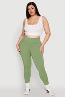 Womens Plus Side Pocket High Waisted Leggings,