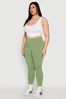Womens Plus Side Pocket High Waisted Leggings,