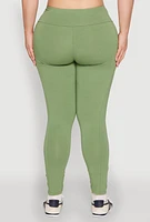 Womens Plus Side Pocket High Waisted Leggings,