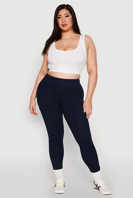 Womens Plus Side Pocket High Waisted Leggings,