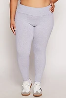 Womens Plus Basic Waistband High Waist Leggings, Grey,