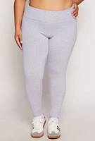 Womens Plus Size Basic Waistband High Waist Leggings, Grey, Size 1X