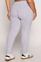Womens Plus Size Basic Waistband High Waist Leggings, Grey, Size 1X